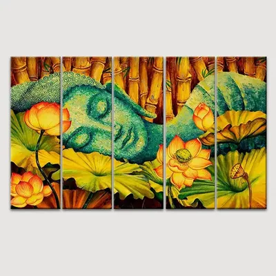 Buddha in Bamboo Forest Calming Vaastu Canvas  Wall Hanging