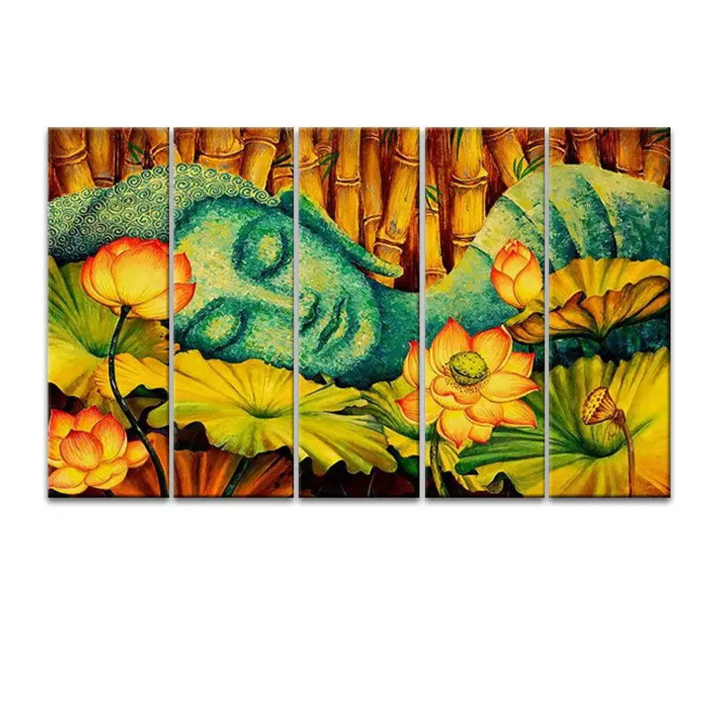 Buddha in Bamboo Forest Calming Vaastu Canvas Wall Hanging