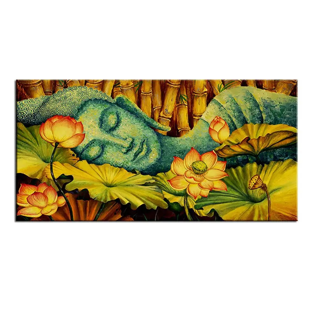 Buddha in Bamboo Forest Calming Vaastu Canvas  Wall Hanging With Frame