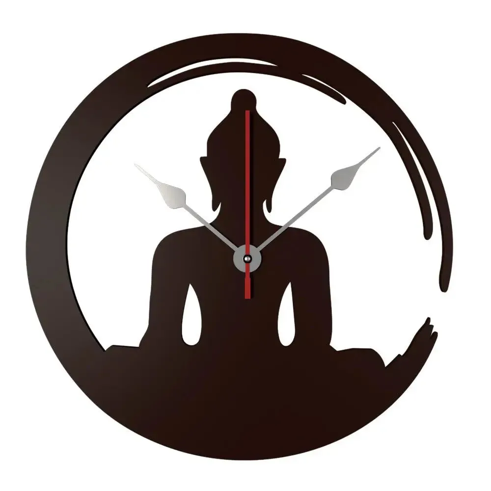 Buddha in Lotus Posture Designer Wooden Wall Clock