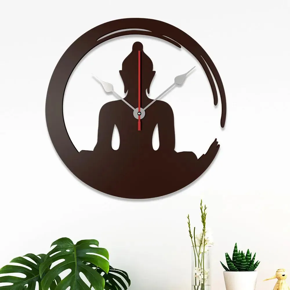 Buddha in Lotus Posture Designer Wooden Wall Clock