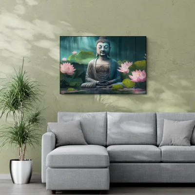 Buddha in the Verdant Garden Buddha Canvas Wall Painting
