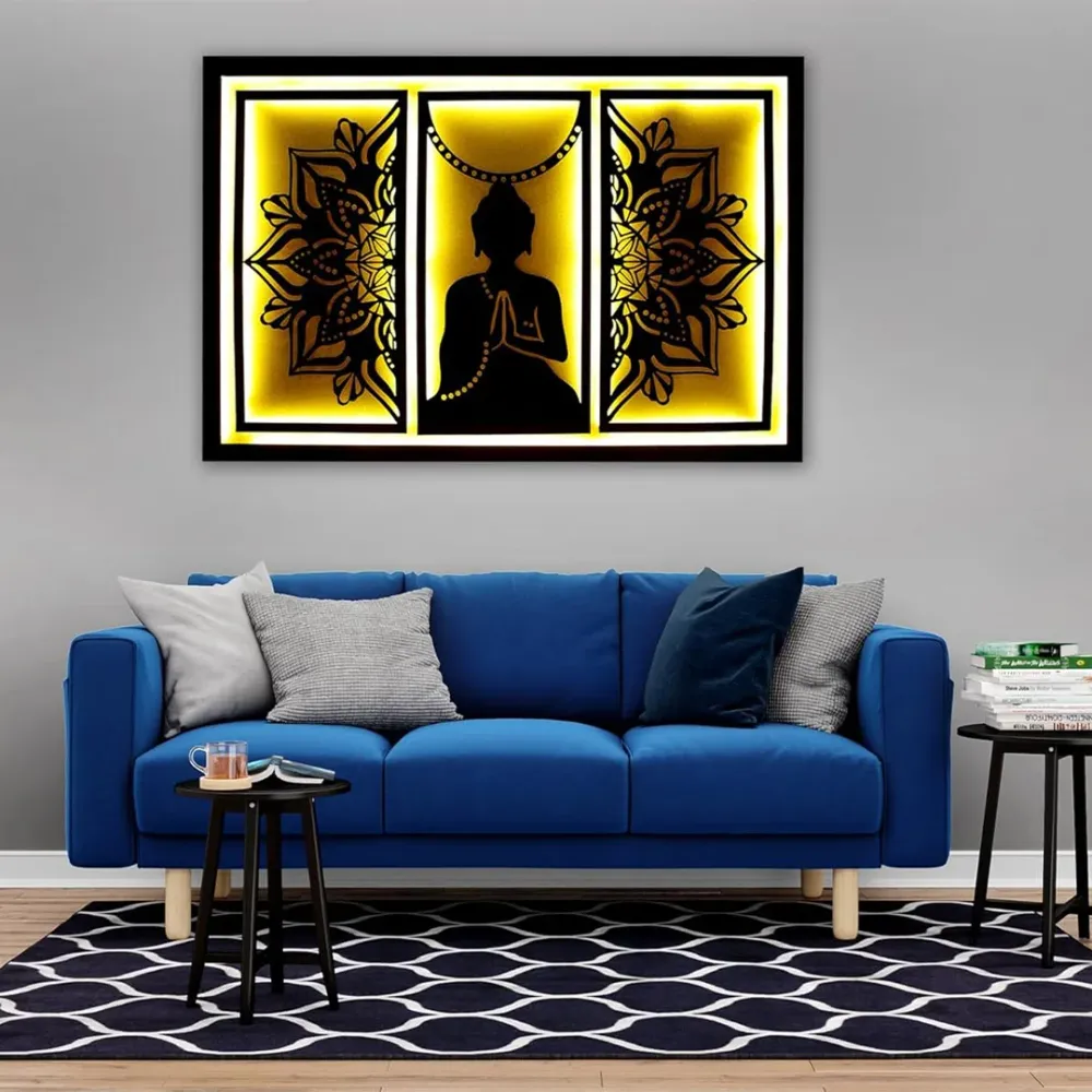 WallMantra Buddha Mandala Metal Wall Art with Led Lights