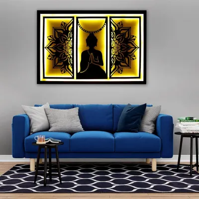 WallMantra Buddha Mandala Metal Wall Art with Led Lights