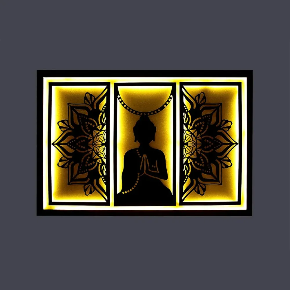 WallMantra Buddha Mandala Metal Wall Art with Led Lights