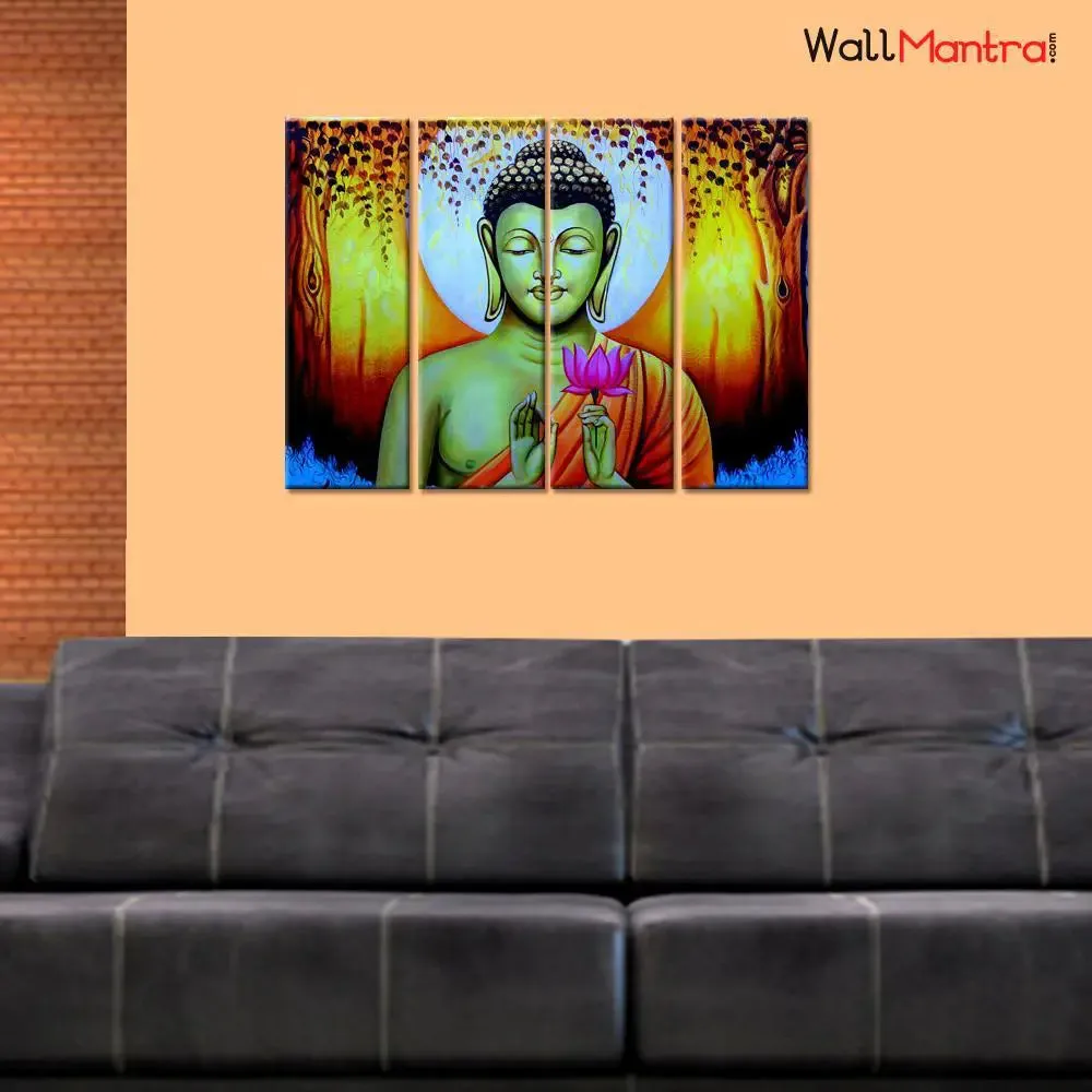 Buddha Modern Art Painting In Multiple Framed Canvas