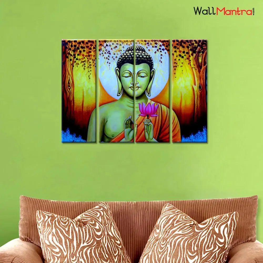 Buddha Modern Art Painting In Multiple Framed Canvas