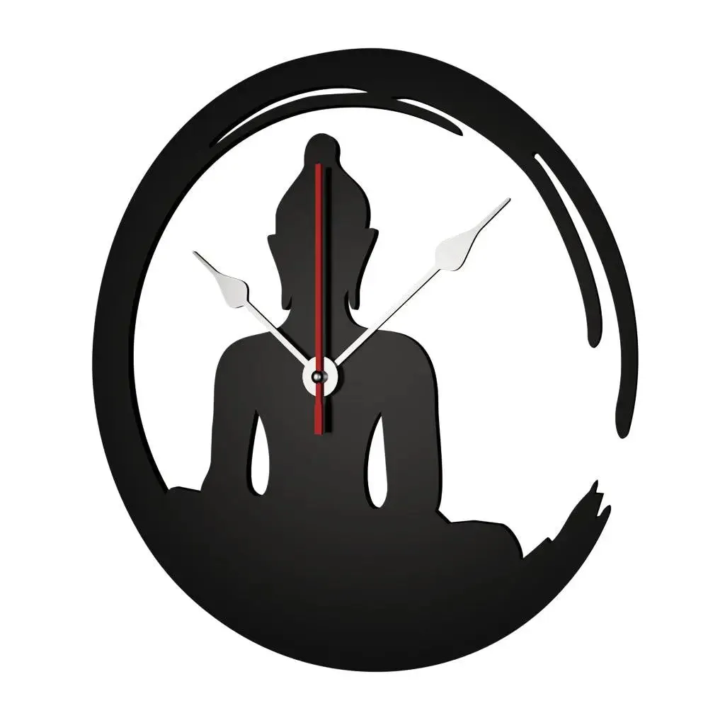 Buddha Sitting in Lotus Posture Wooden Wall Clock