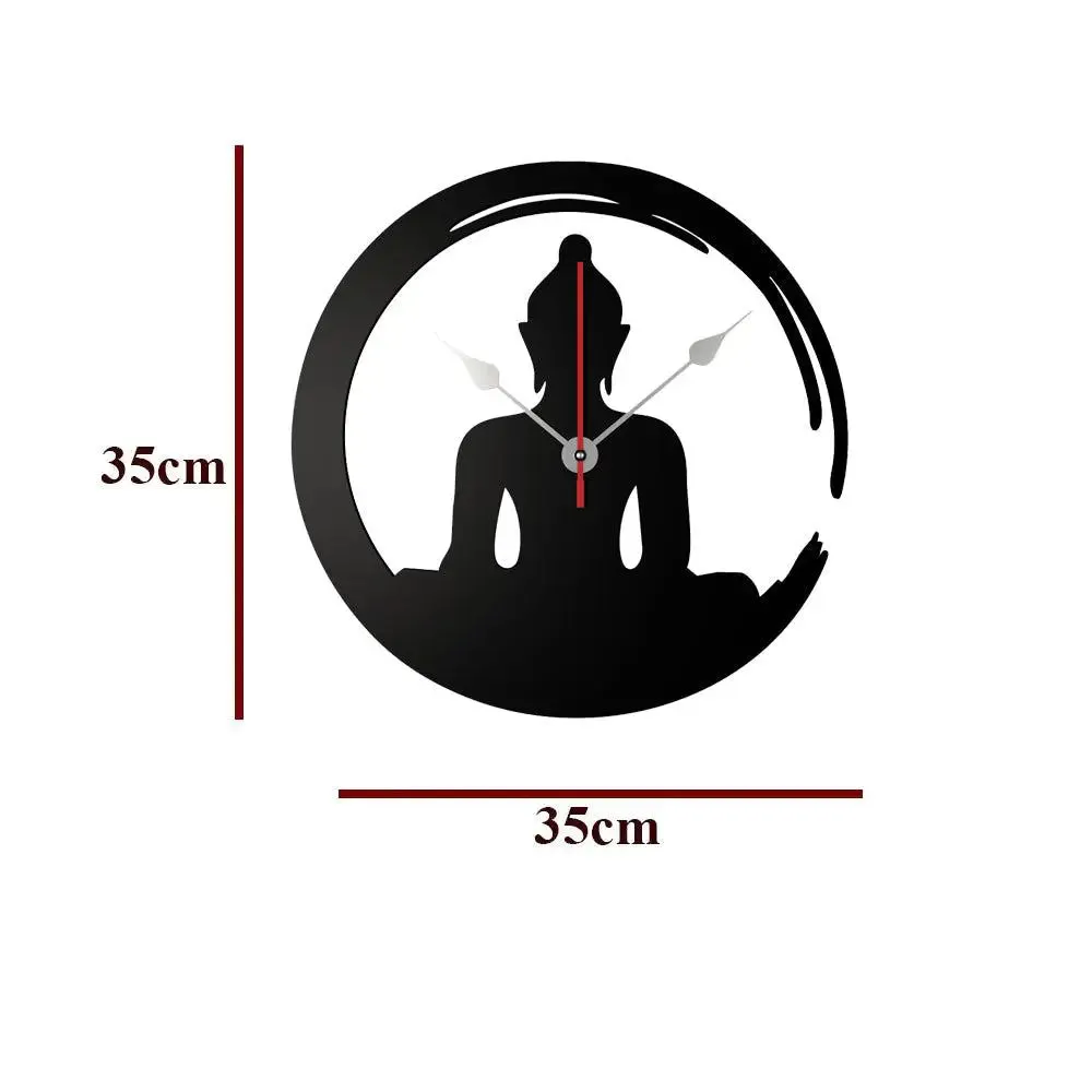 Buddha Sitting in Lotus Posture Wooden Wall Clock