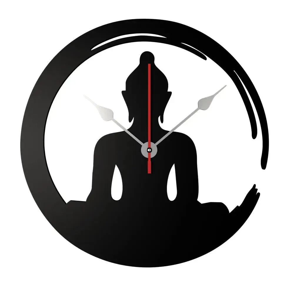 Buddha Sitting in Lotus Posture Wooden Wall Clock