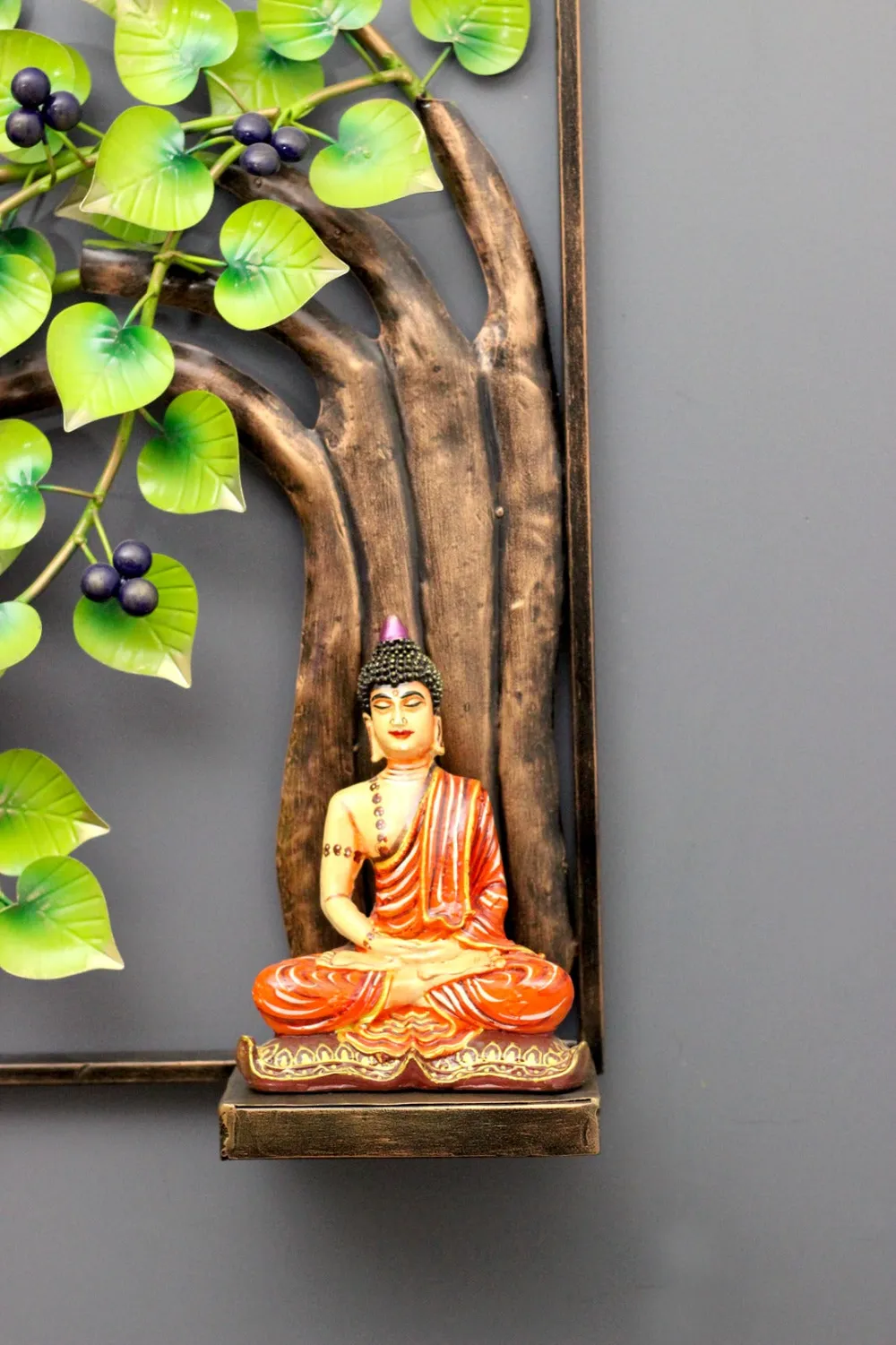 Buddha Sitting on Tree Metallic Wall Art Decor