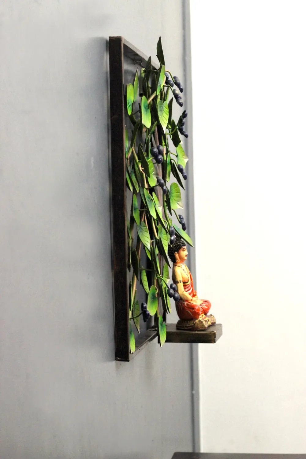 Buddha Sitting on Tree Metallic Wall Art Decor