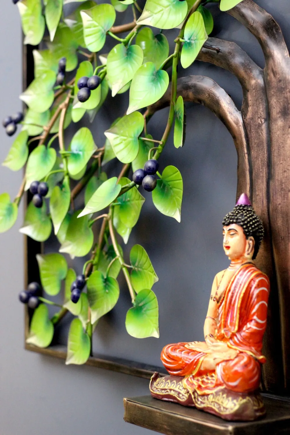Buddha Sitting on Tree Metallic Wall Art Decor