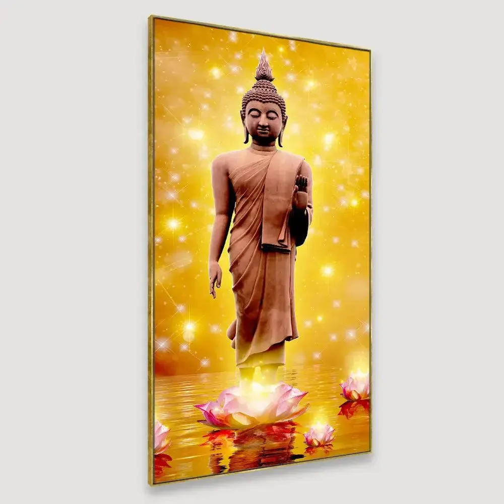 Buddha Statue In Water Painting Canvas Printed Wall Painting With Frame