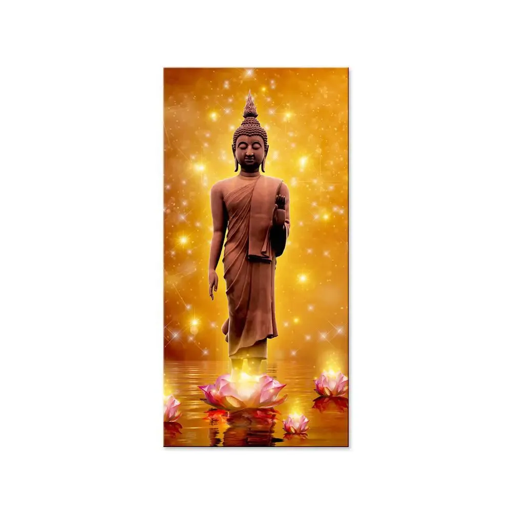 Buddha Statue In Water Painting Canvas Printed Wall Painting With Frame