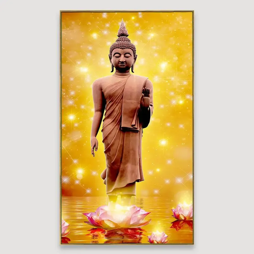Buddha Statue In Water Painting Canvas Printed Wall Painting With Frame