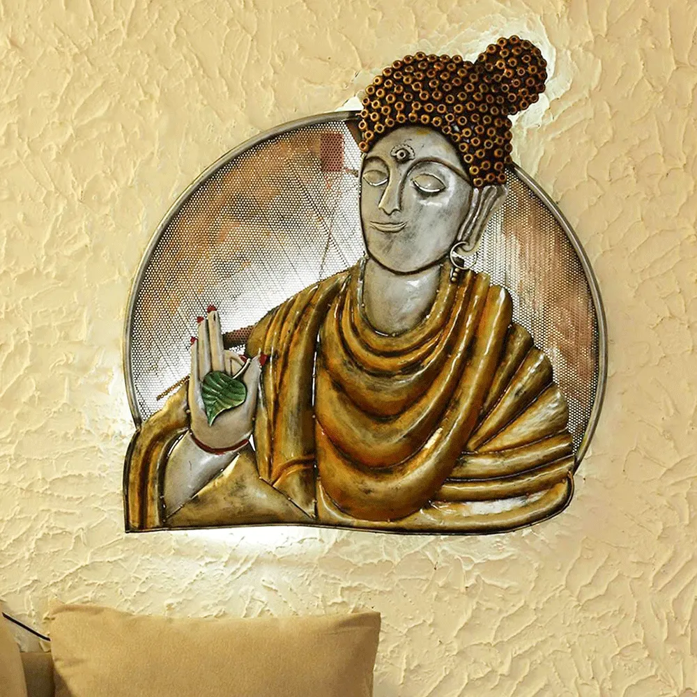 Buddha's Blessing Metal Wall Art With LED