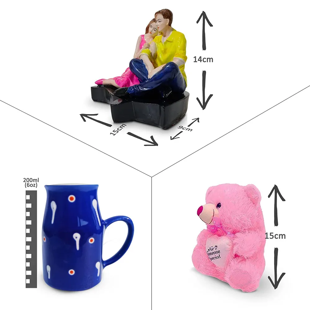 Budget-Friendly Valentine's Day Gift Set of 3 ( Teddy Bear, Showpiece & Mug) Black Mug