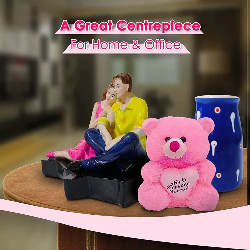 Budget-Friendly Valentine's Day Gift Set of 3 ( Teddy Bear, Showpiece & Mug) Black Mug