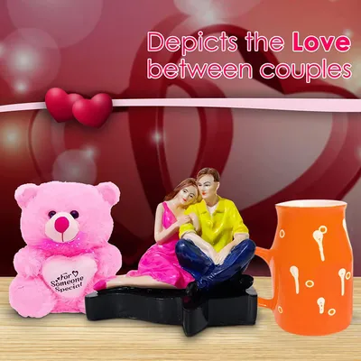 Budget-Friendly Valentine's Day Gift Set of 3 ( Teddy Bear, Showpiece & Mug)