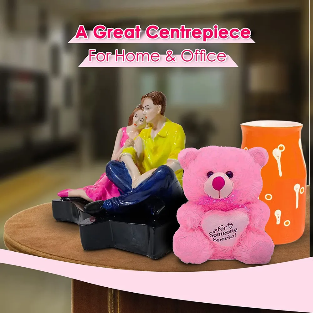 Budget-Friendly Valentine's Day Gift Set of 3 ( Teddy Bear, Showpiece & Mug) Black Mug