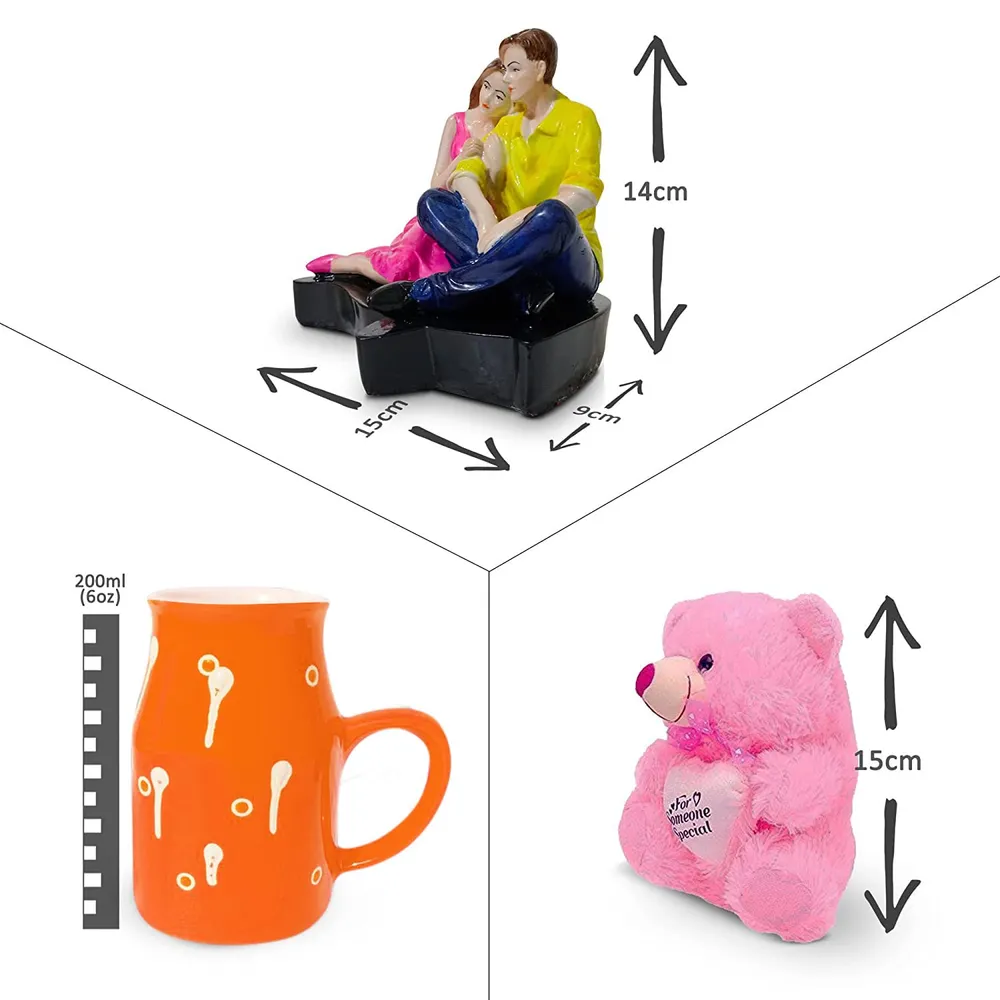 Budget-Friendly Valentine's Day Gift Set of 3 ( Teddy Bear, Showpiece & Mug) Black Mug