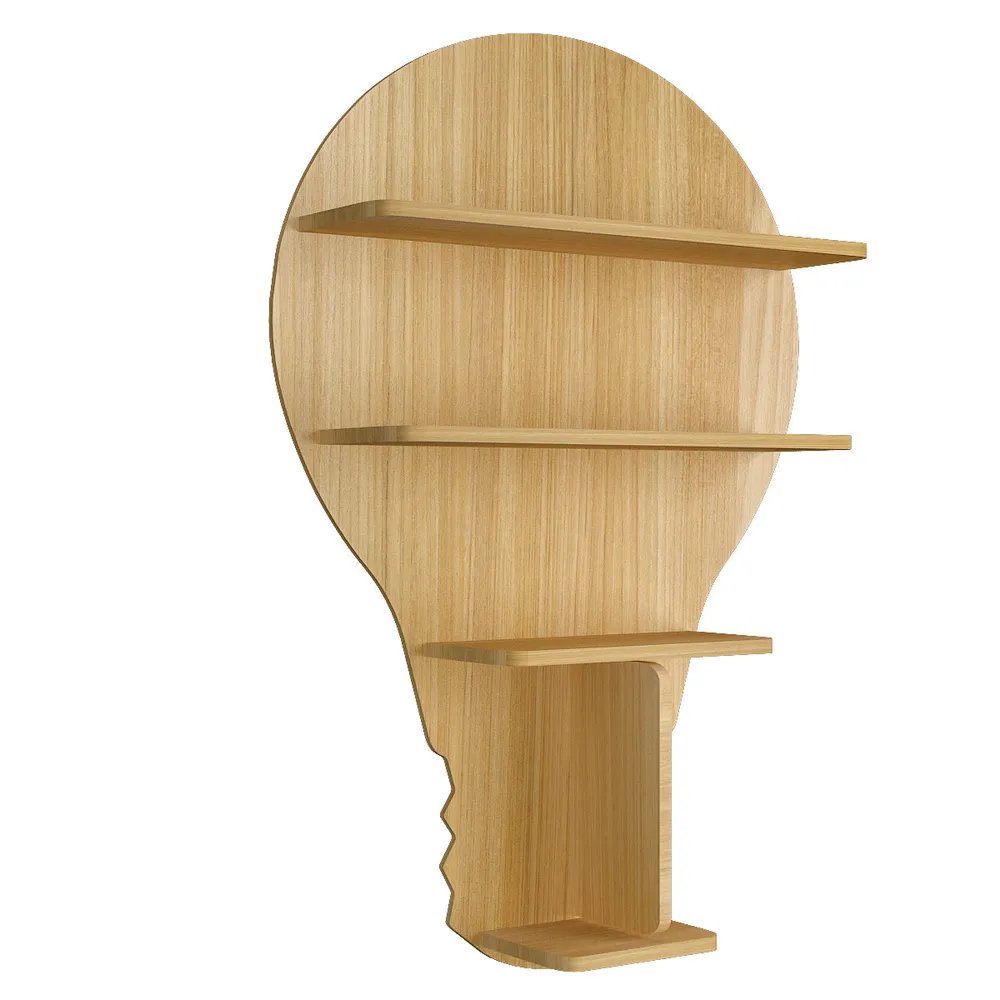 Bulb Shape Backlit Wood Wall Shelf / Book Shelf / Night Light, Light Oak Finish Regular ( 22 inches x 32 inches )