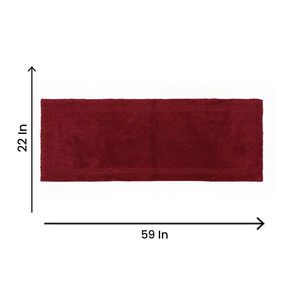 Burgundy Bordered Cotton Bath Runner (50 x 150) cm