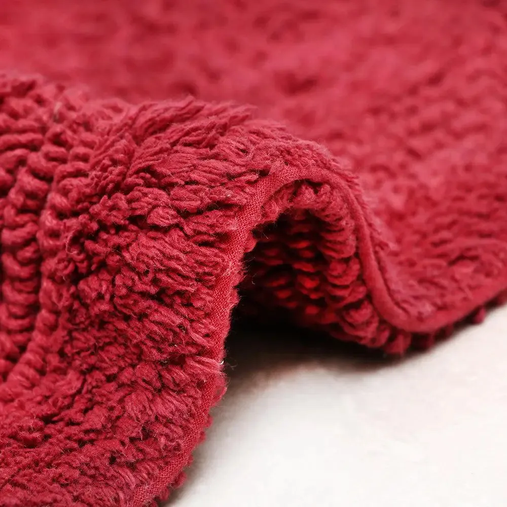 Burgundy Bordered Cotton Bath Runner (50 x 150) cm