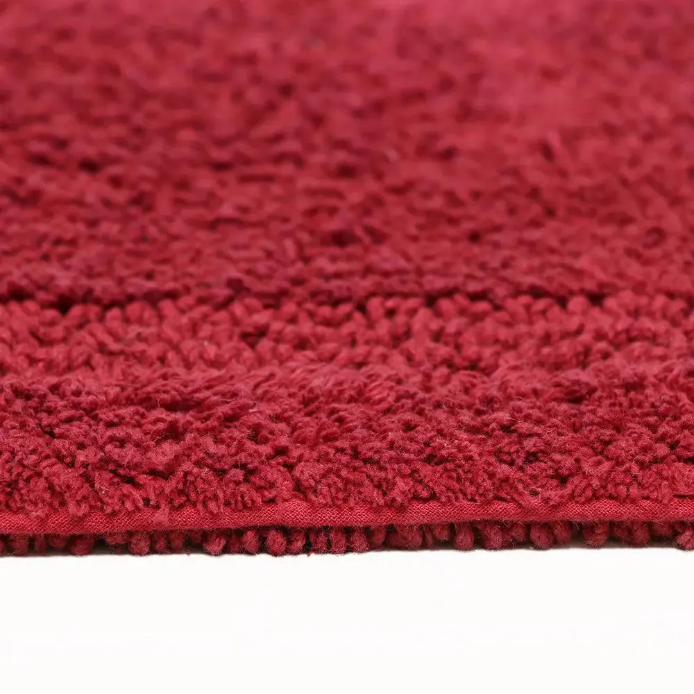 Burgundy Bordered Cotton Bath Runner (50 x 150) cm