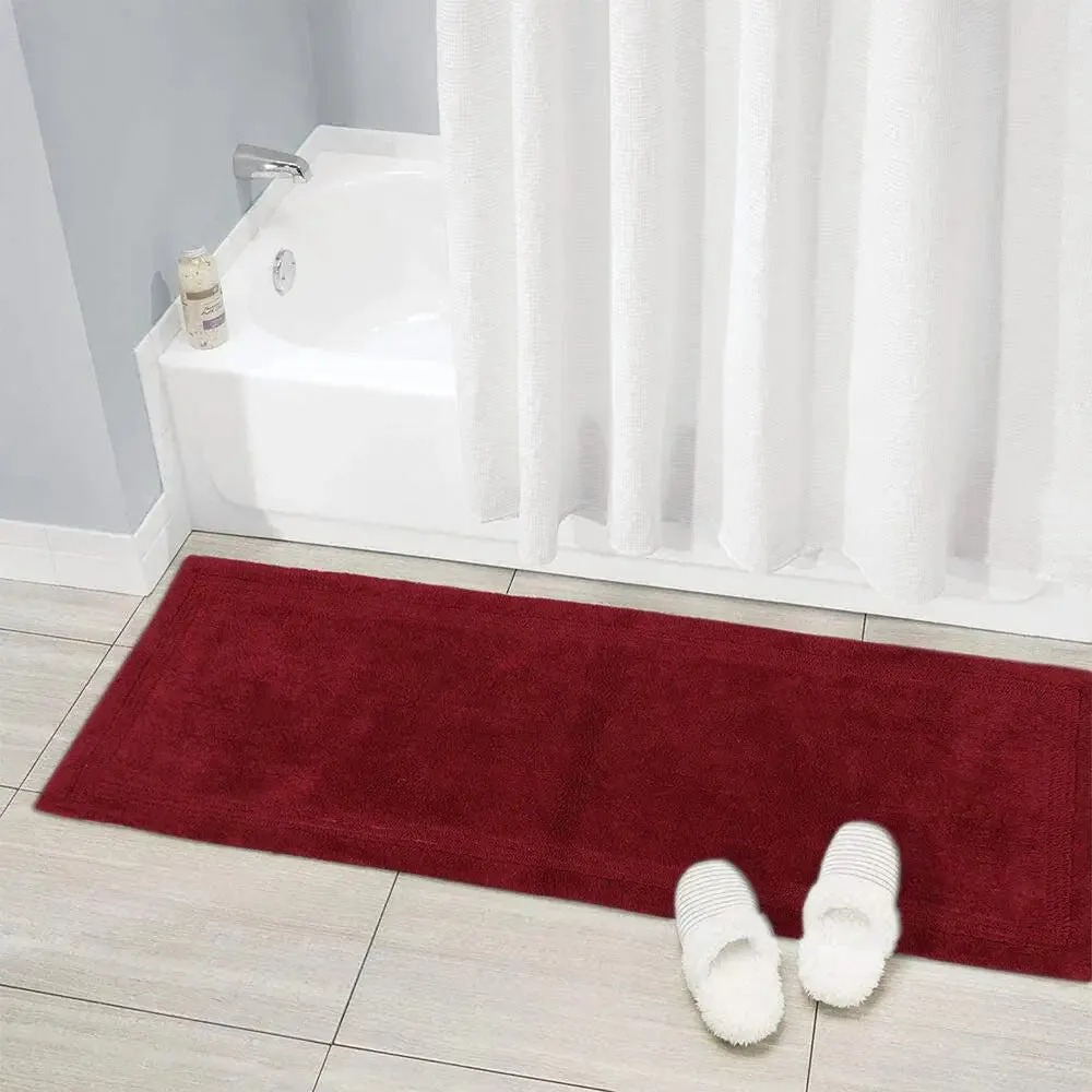 Burgundy Bordered Cotton Bath Runner (50 x 150) cm