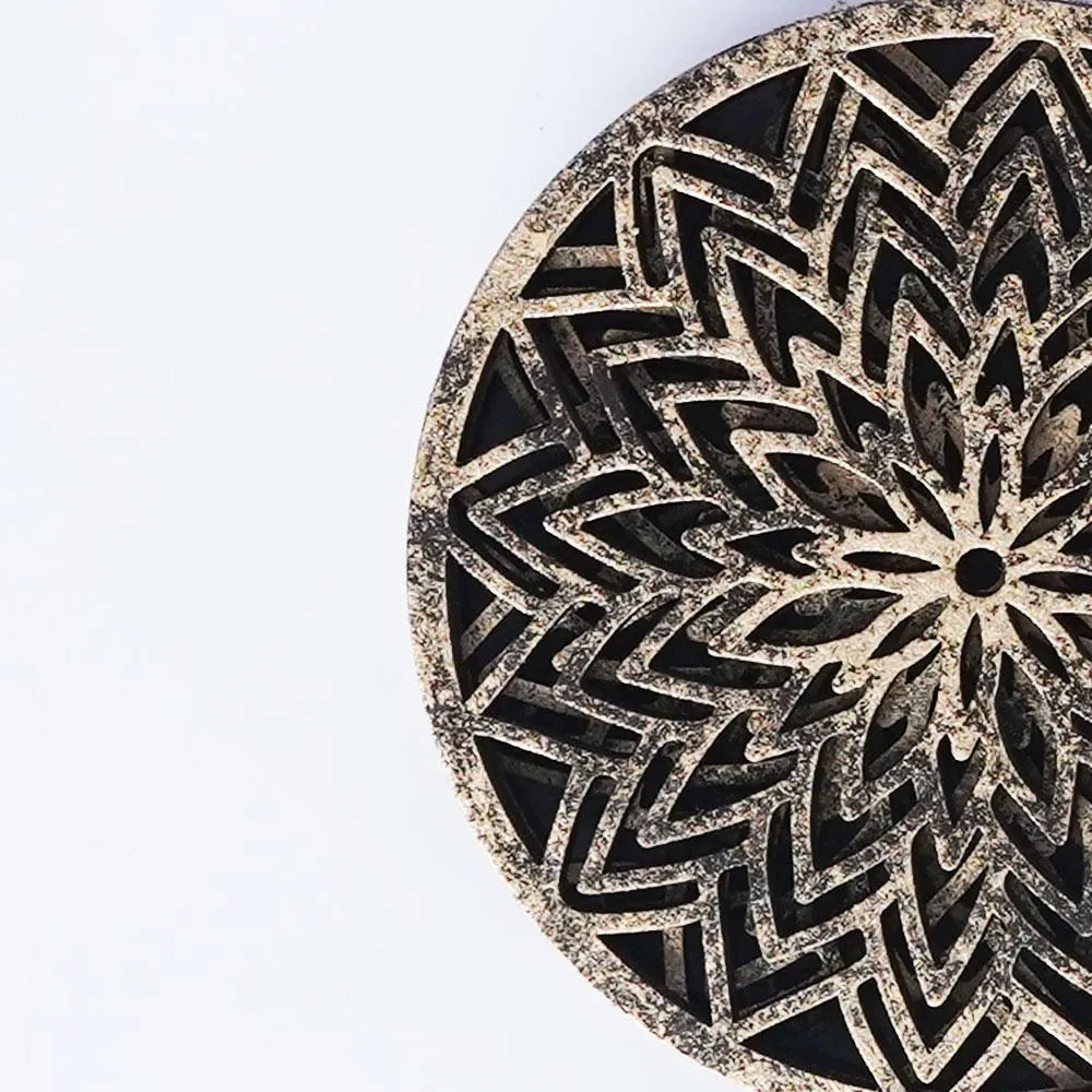 Burnt Motif Spiral Wooden Coasters Set Of 3