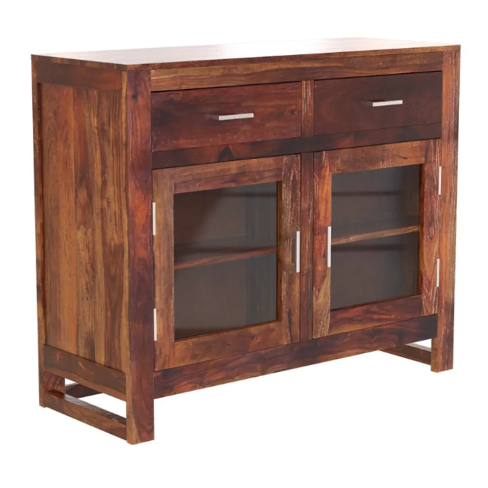 Burnt Wooden Motif Classic Sheesham Wood Cabinet