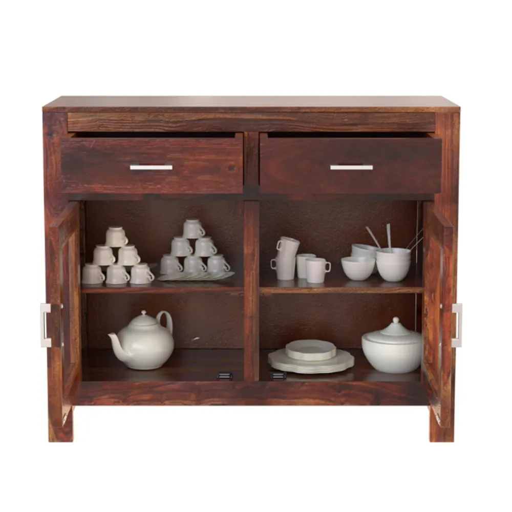 Burnt Wooden Motif Classic Sheesham Wood Cabinet