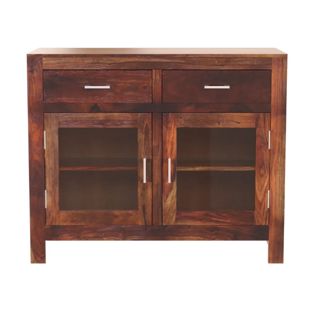 Burnt Wooden Motif Classic Sheesham Wood Cabinet