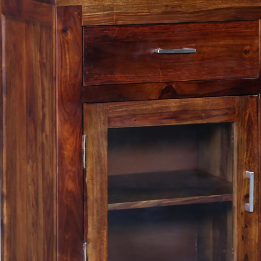 Burnt Wooden Motif Classic Sheesham Wood Cabinet