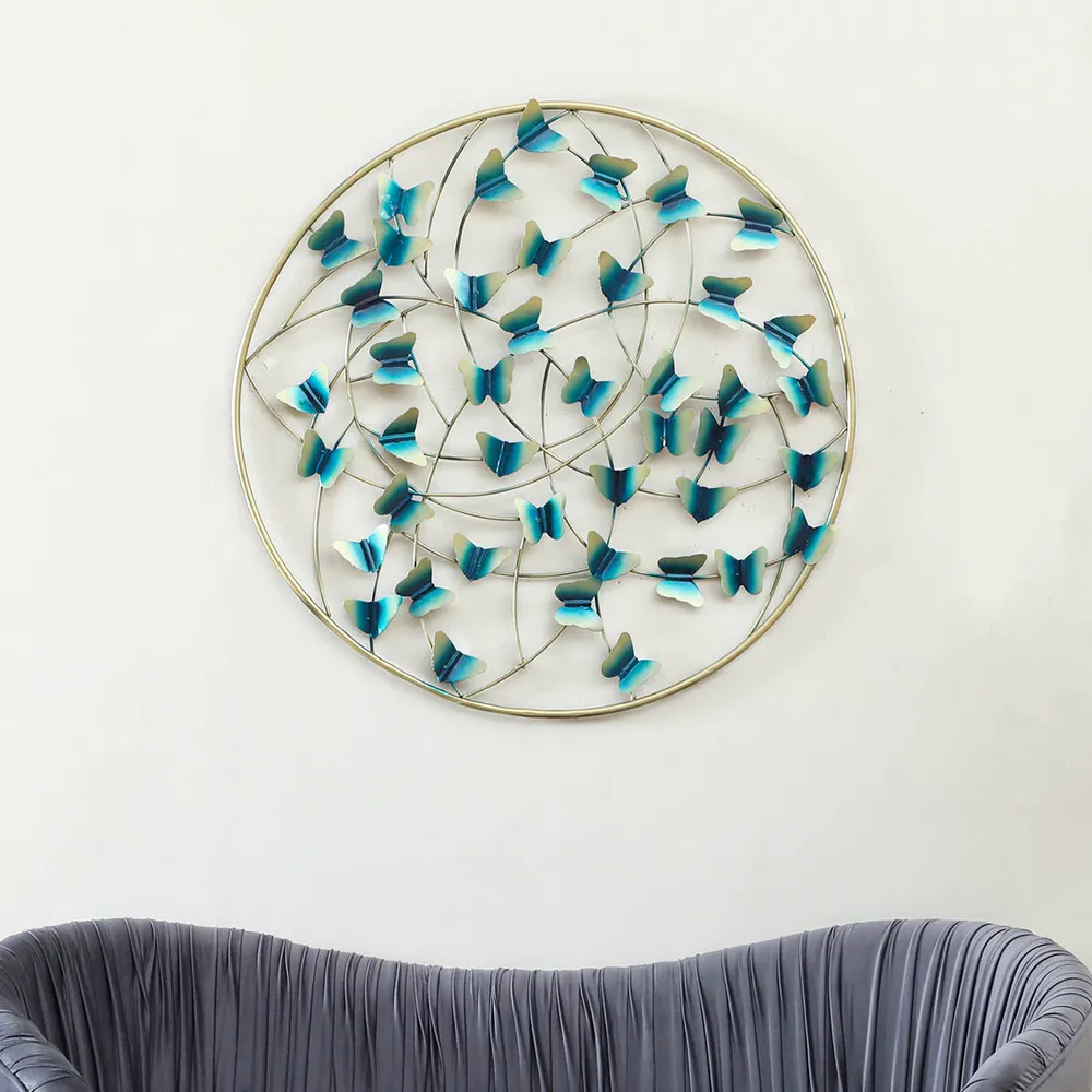 Butterflies Inspired Metal Wall Art Decor (Multicolour)