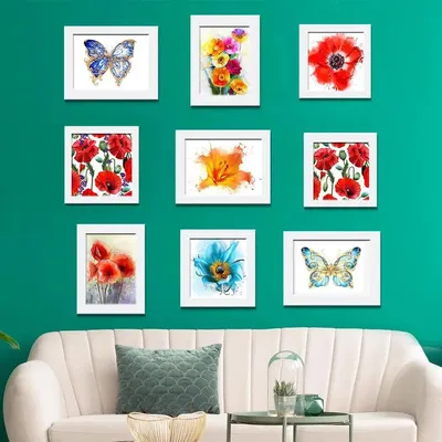 Butterfly &amp; Flower Wall Photo Frame Collage Set of 9