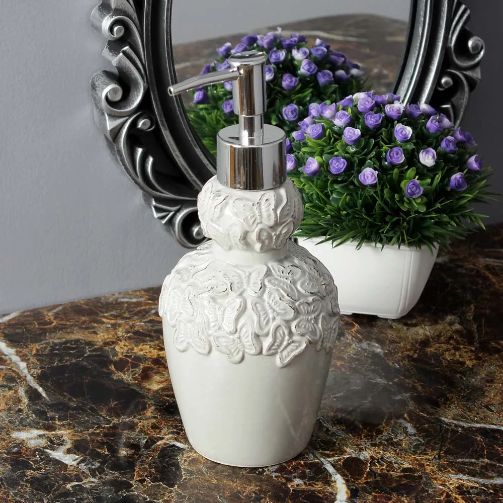 Butterfly Encarved Grey Liquid Soap Dispenser