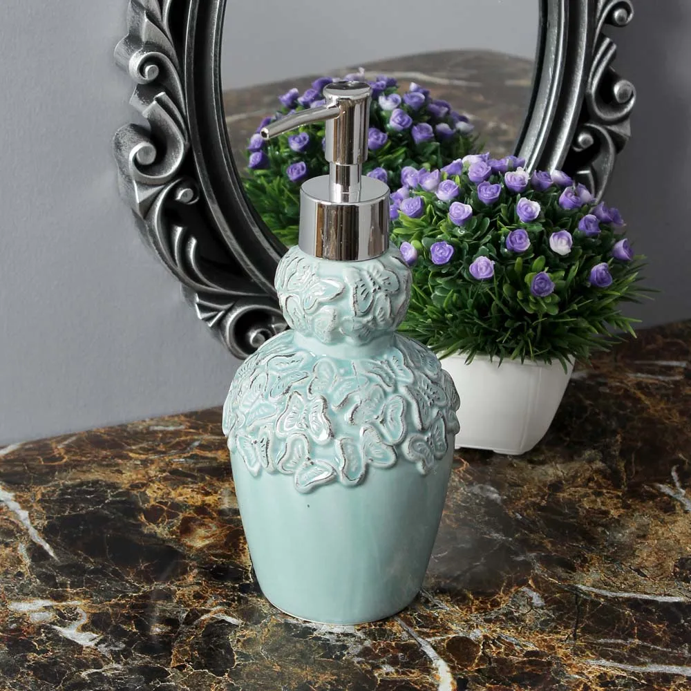 Butterfly Encarved Turquoise Liquid Soap Dispenser