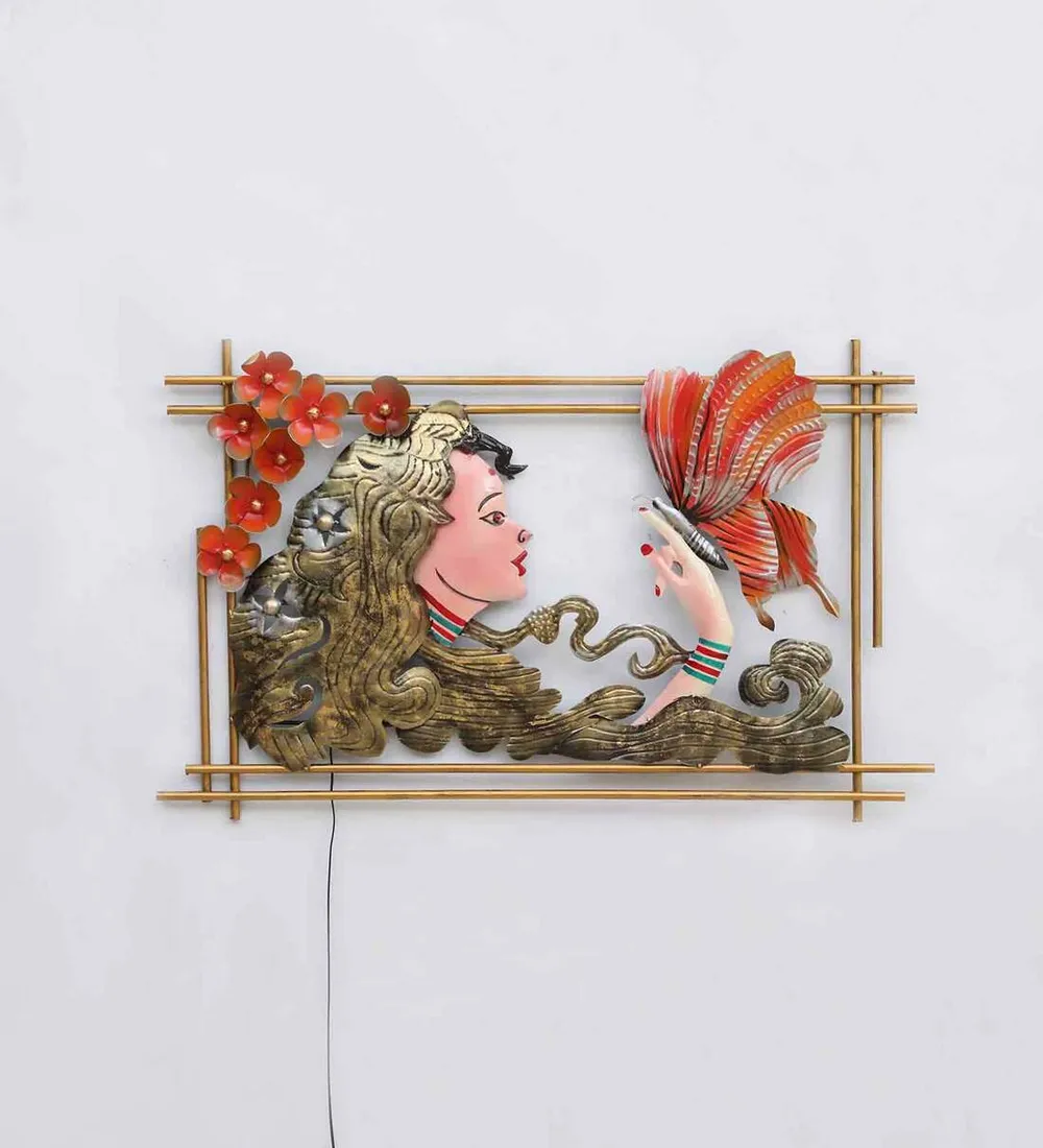Butterfly Girl Backlit Metal Wall Art
