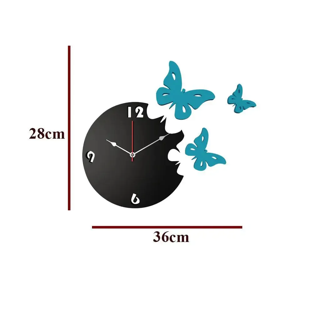 Butterfly in Blue Color Wooden Wall Clock