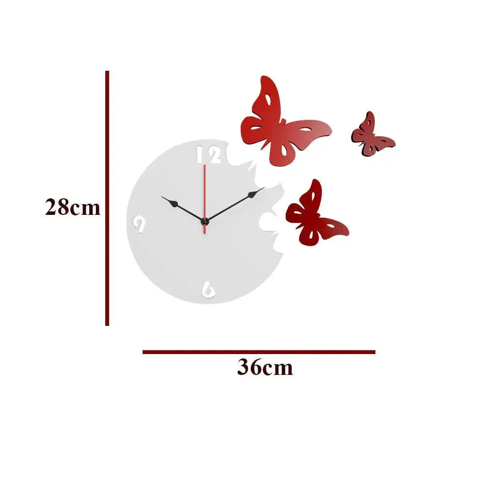 Butterfly in Red Color Wooden Wall Clock