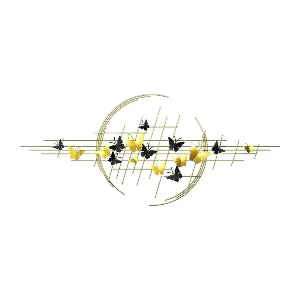 Butterfly Motif Golden Metal Wall Decor for Living Room