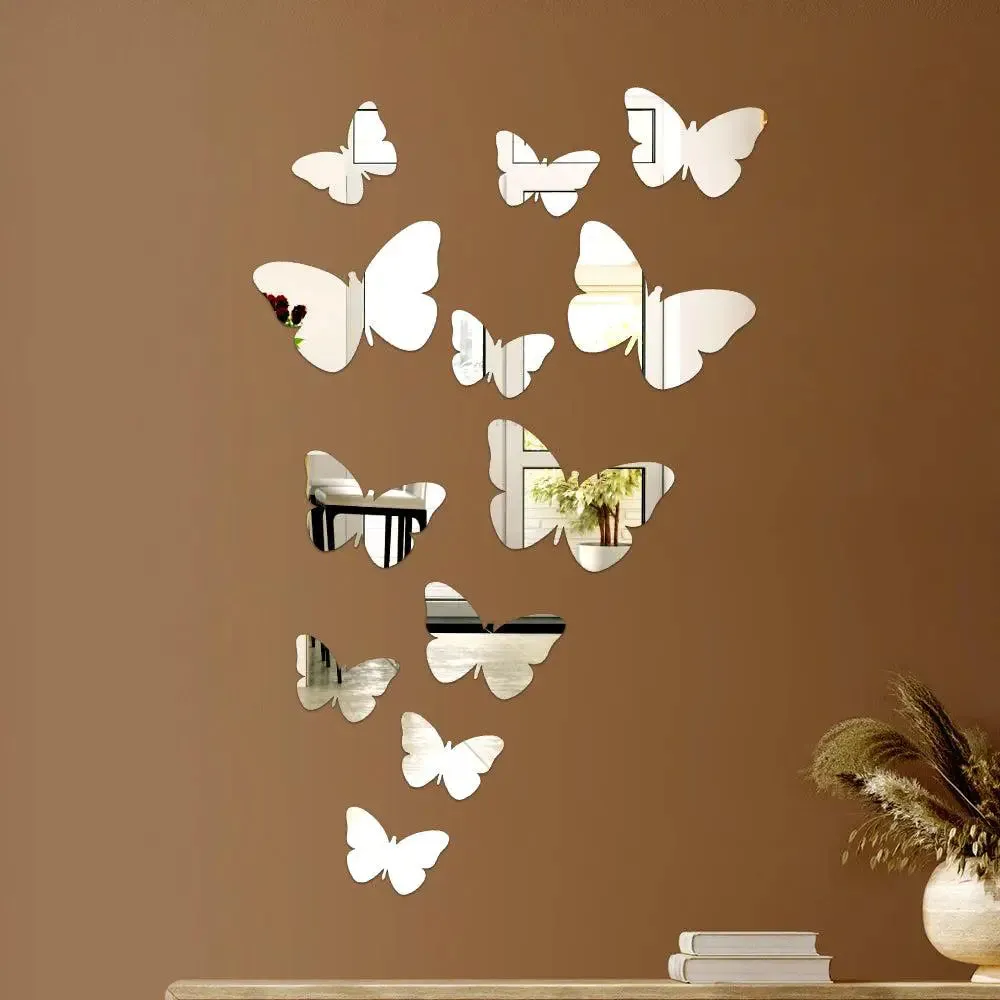 Butterfly-Shaped Self Adhesive Mirror Stickers for Walls