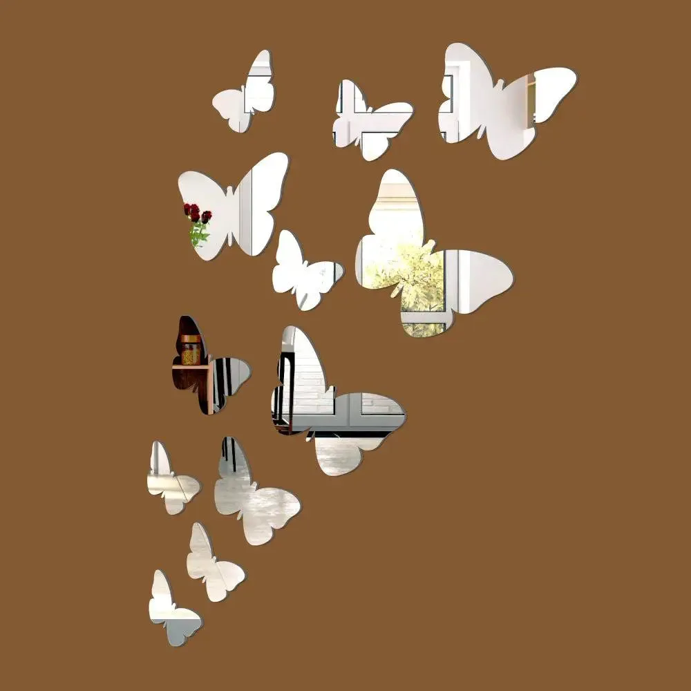 Butterfly-Shaped Self Adhesive Mirror Stickers for Walls