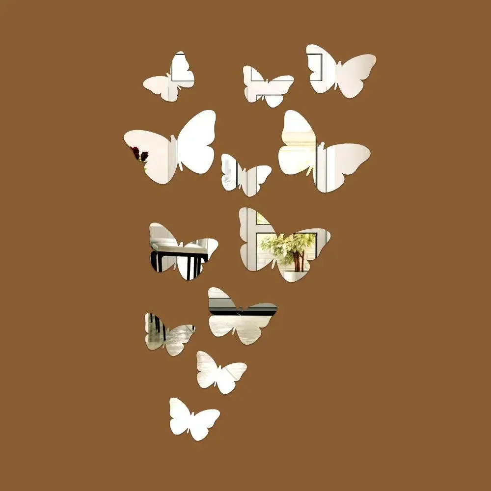 Butterfly-Shaped Self Adhesive Mirror Stickers for Walls