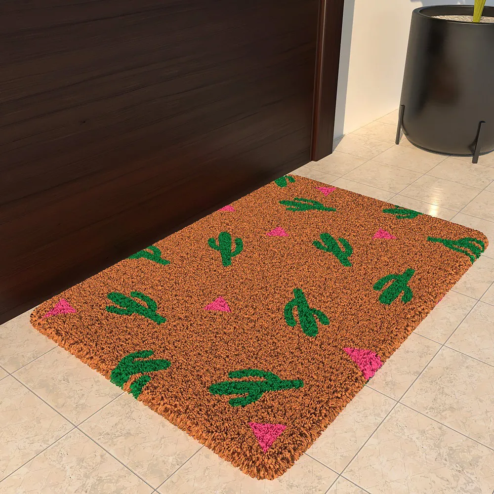 Cactus Patterned Woolen Door Mat