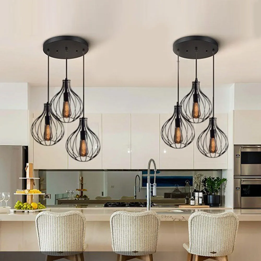 Cage Style Black Cluster Metal Ceiling Light (Bulb not included)