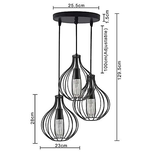 Cage Style Black Cluster Metal Ceiling Light (Bulb not included)